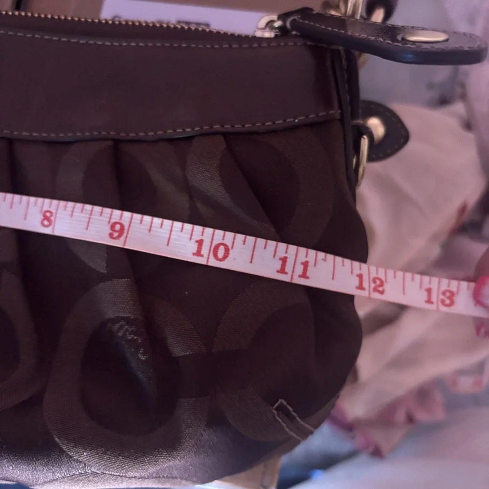 Vtg Coach Ergo Pleated Shoulder Bag Brown Signature Canvas Demi Pouch Handbag